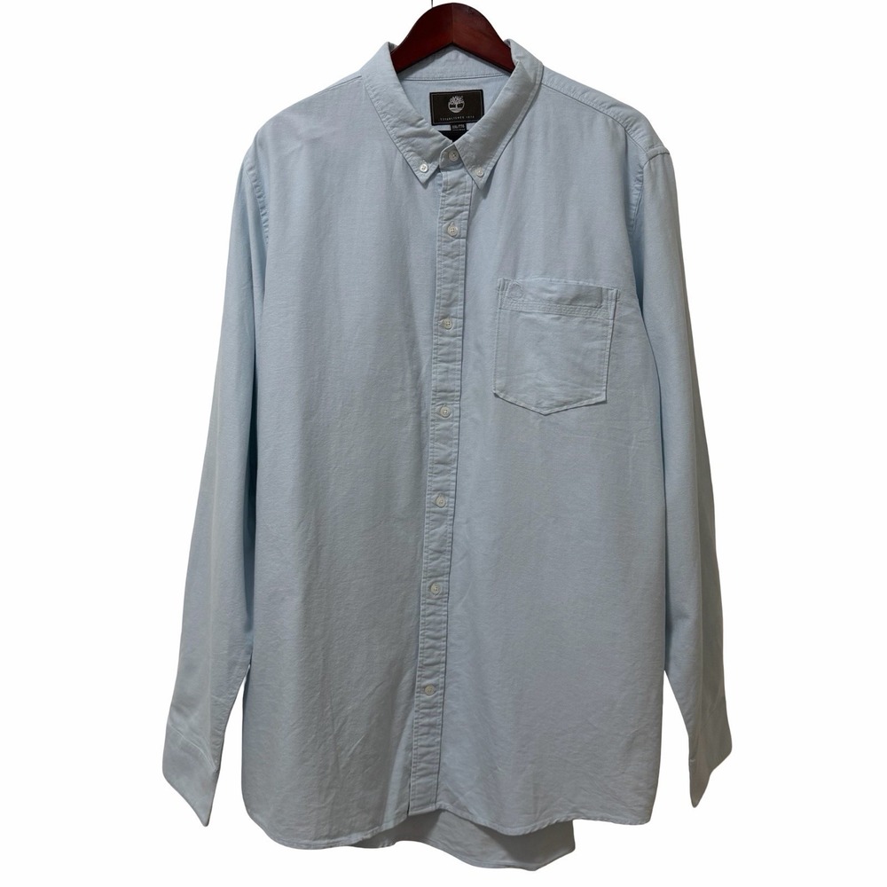 Timberland Mens Long Sleeve Button Up Shirt Size XXL Blue Collared Office Church
